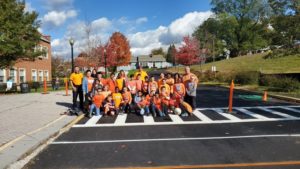 staff and students wearing orange t-shirts