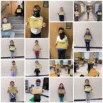 photo grid of elementary students holding Kindness Certificates