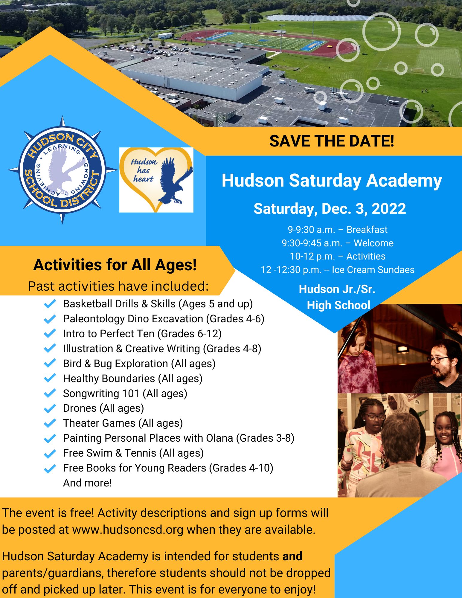 Hudson Saturday Academy Coming back Dec. 3 Hudson City School District
