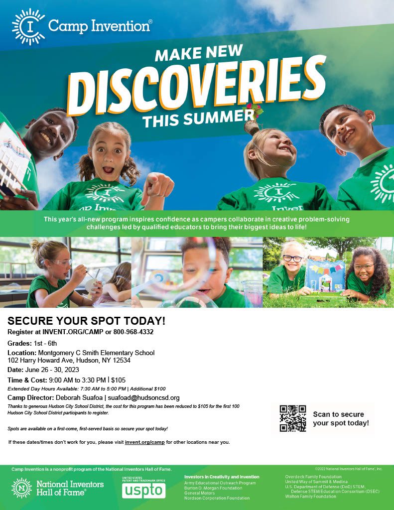 Camp Invention for Grades 1-6: June 26-30, 2023 | Hudson City School ...