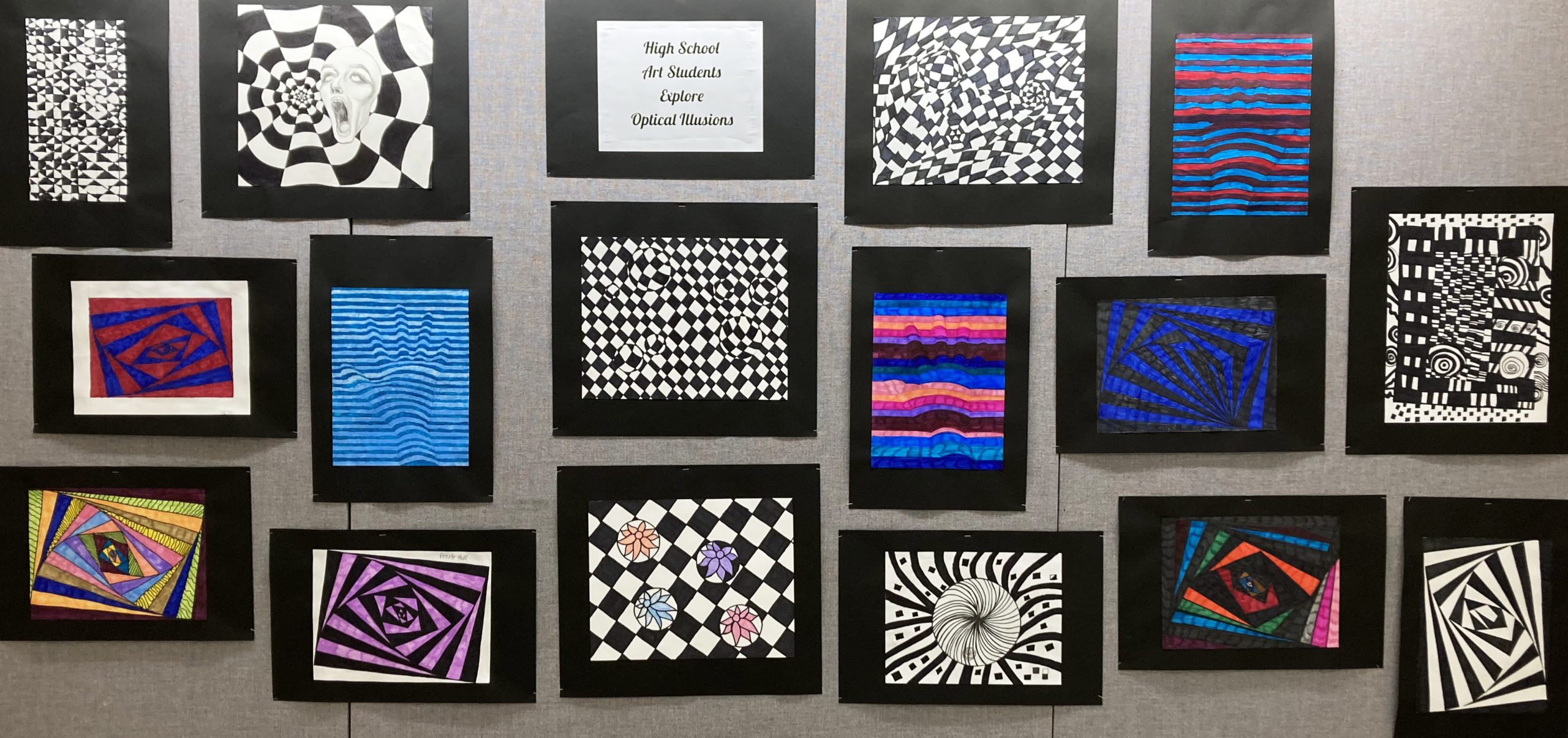 Optical Illusion Artwork Showcased at HSHS Hudson City School District