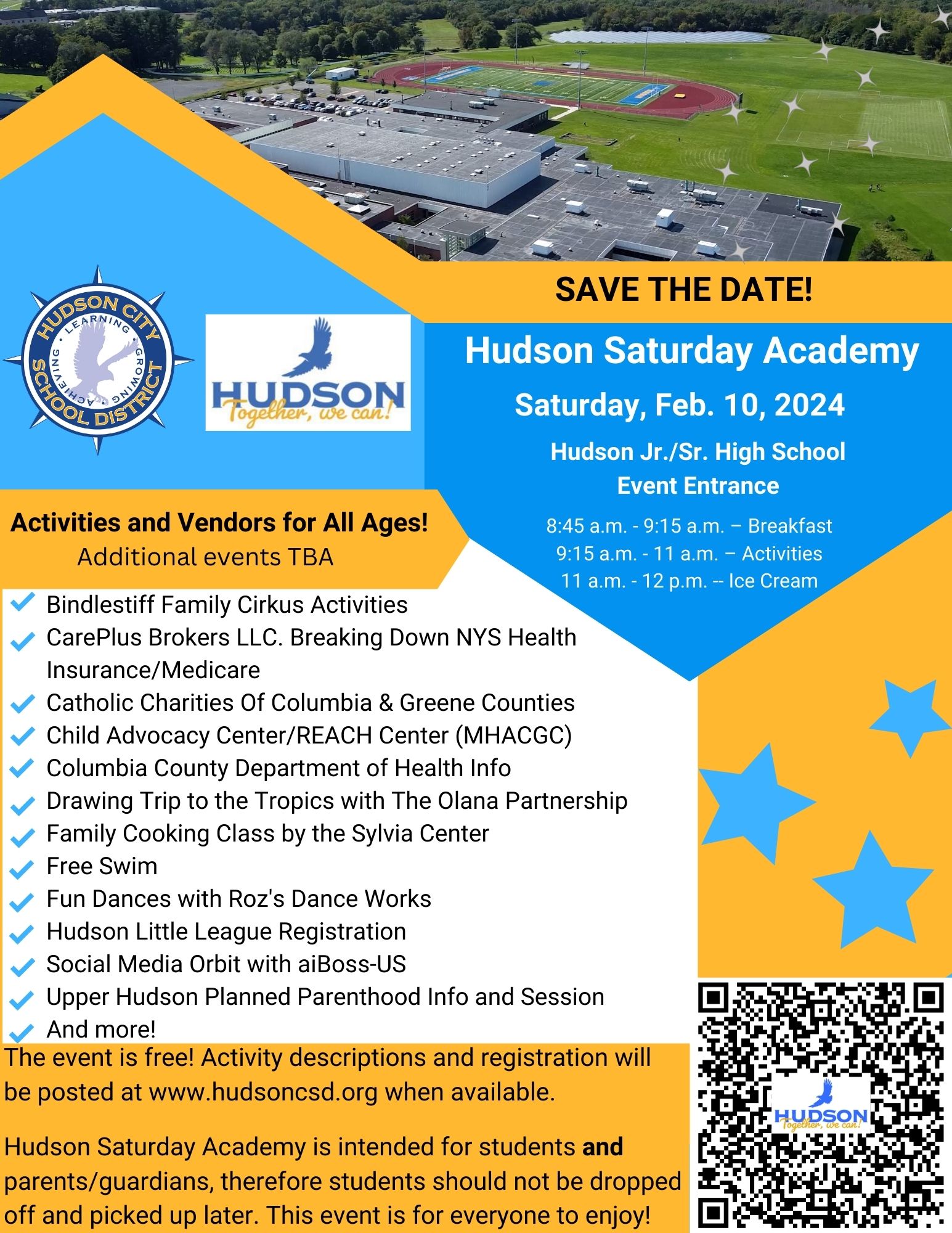 Hudson Saturday Academy is BACK Feb. 10, 2024 Hudson City School District