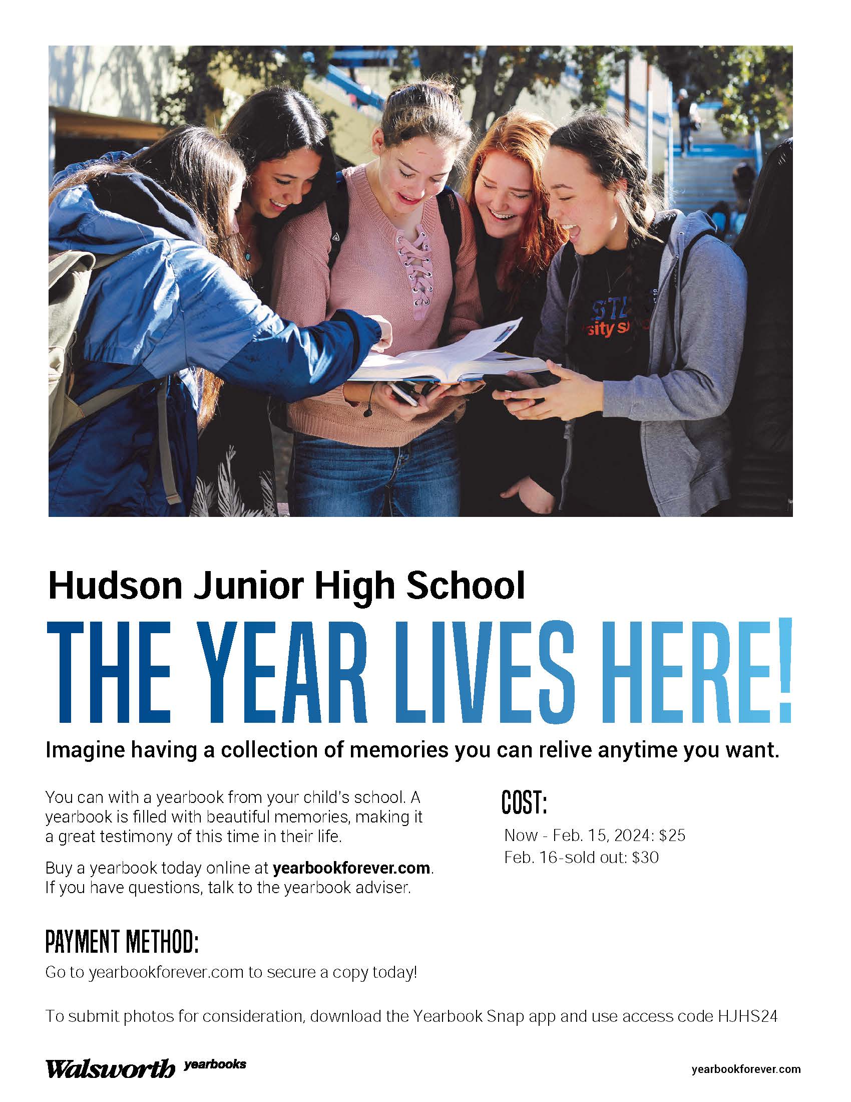 202324 Hudson JHS Yearbook Presale Active Until 2/15/24 Hudson City